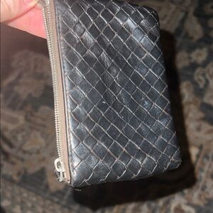 Bottega Veneta Black Woven Leather Key Pouch